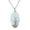 Tree of Life Necklace with Oval White Opal Stone