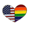 American Flag Rainbow Heart Lapel Pin